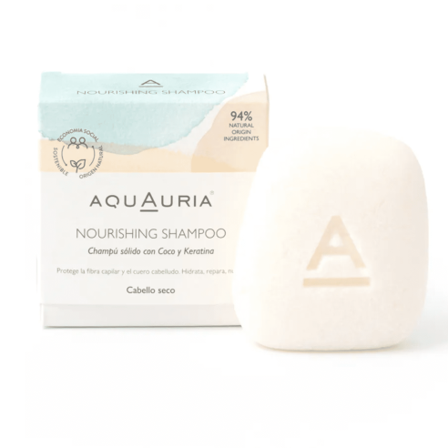 AQUAURIA CHAMPU SOLIDO COCO Y KERATINA CABELLO SECO