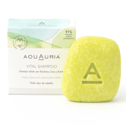 AQUAURIA CHAMPU SOLIDO KERATINA, COCO Y KARITE TODO TIPO DE CABELLO